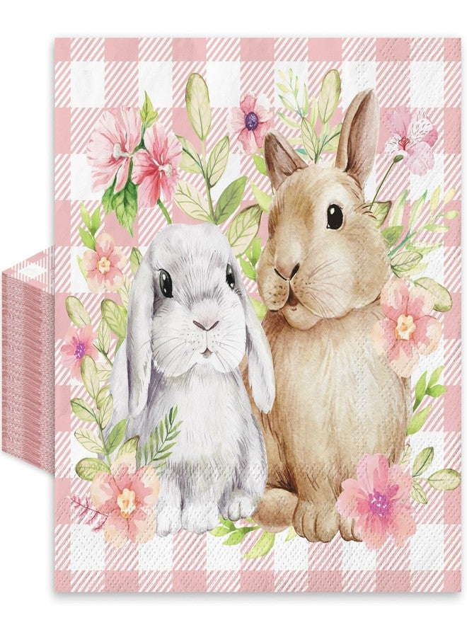 JarThenaAMCS مناديل ورقية من JarThenaAMCS، 80 قطعة، بنقشة أرنب وزهرة، بنقوش ربيعية مربعة، مناسبة للغداء والعشاء، للاستخدام مرة واحدة، مثالية لحفلات الأعياد وتزيين الطاولات. - Image 1